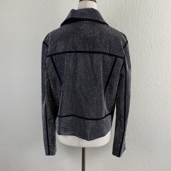 Blue B Size L Rhinestone Jacket Stud Moto Full Zip Festival Concert Cowgirl Glam - Picture 4 of 6